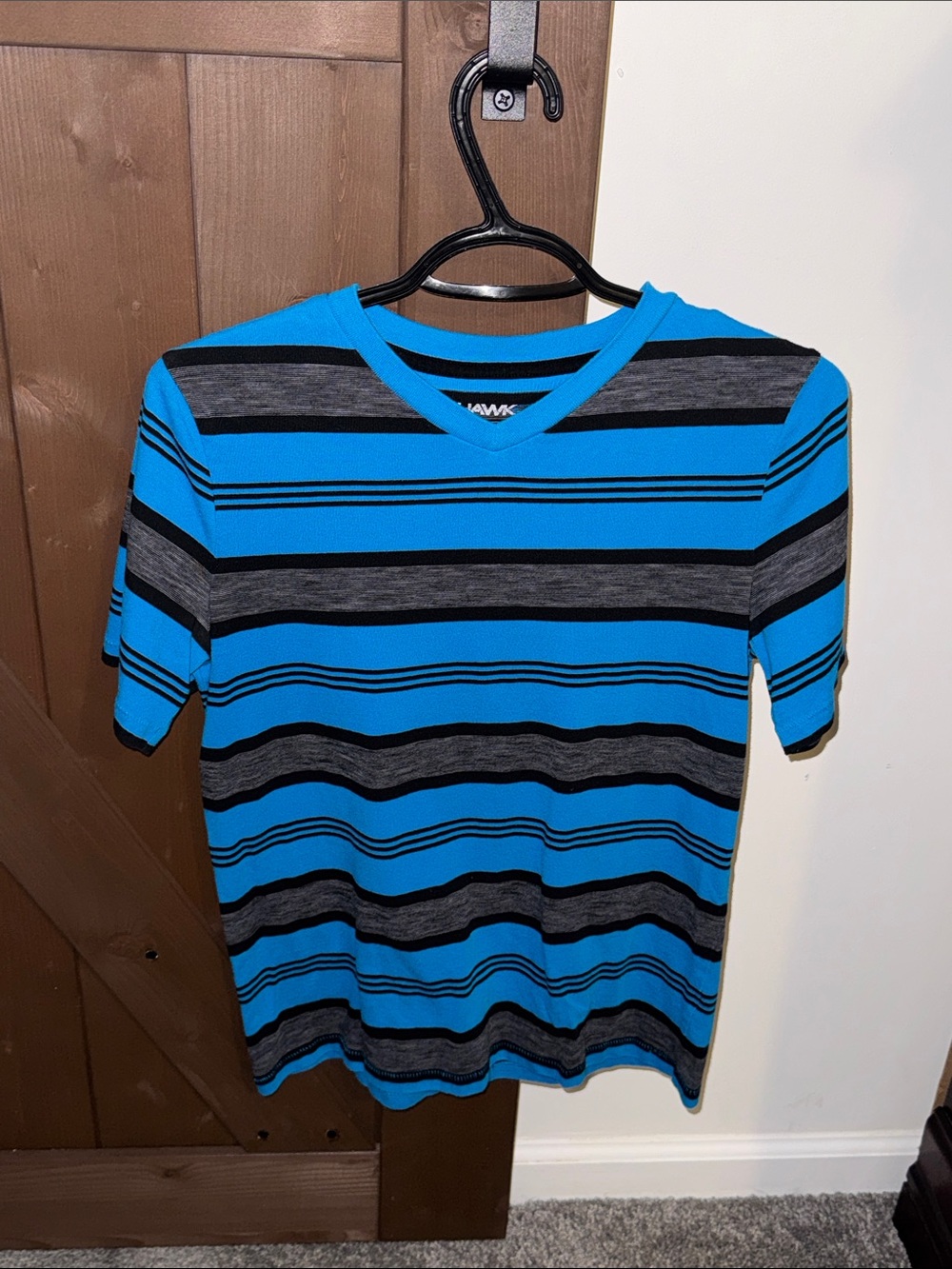 Tony Hawk Blue, Black & Gray Striped V-Neck Tee